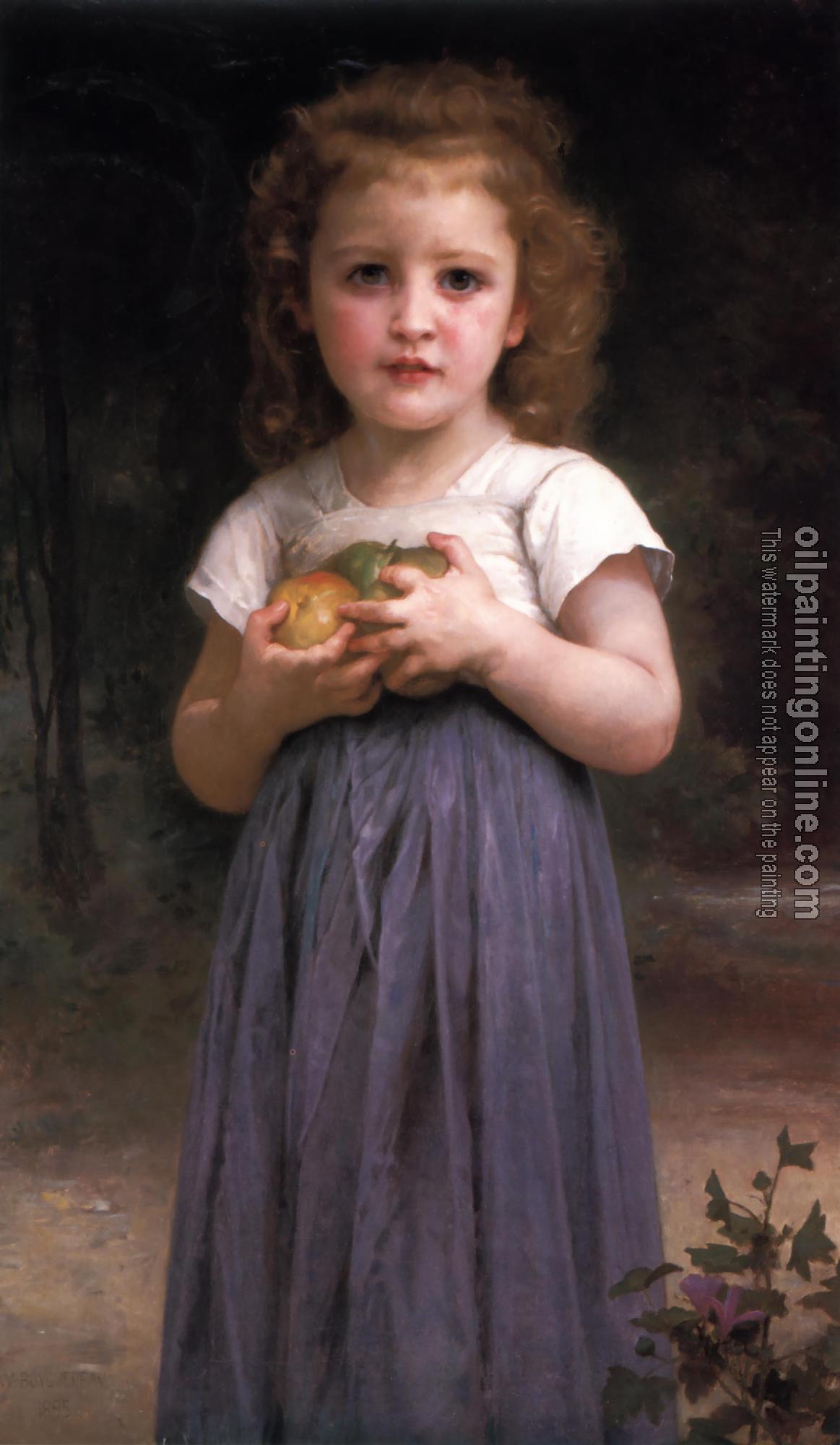 Bouguereau, William-Adolphe - Petite fille tenant des pommes dans les mains( Little girl holding apples in her hands)